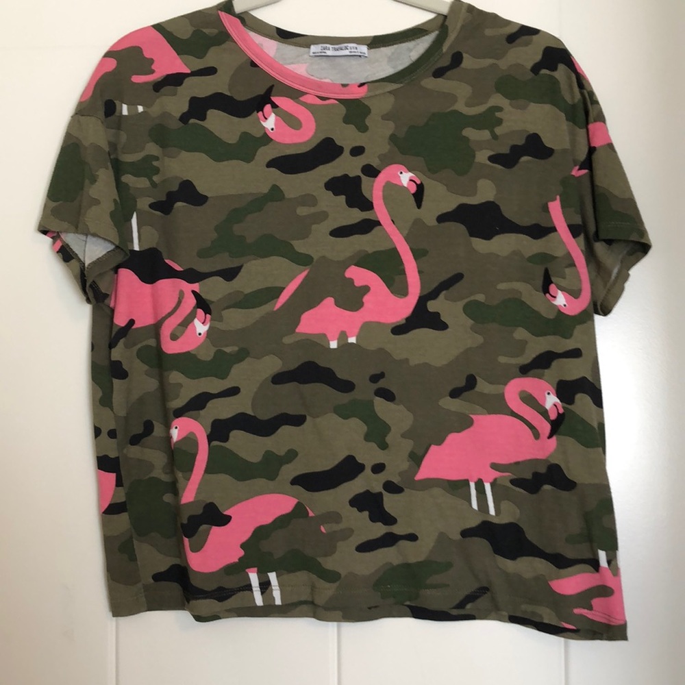 Camo flamingo t-shirt
